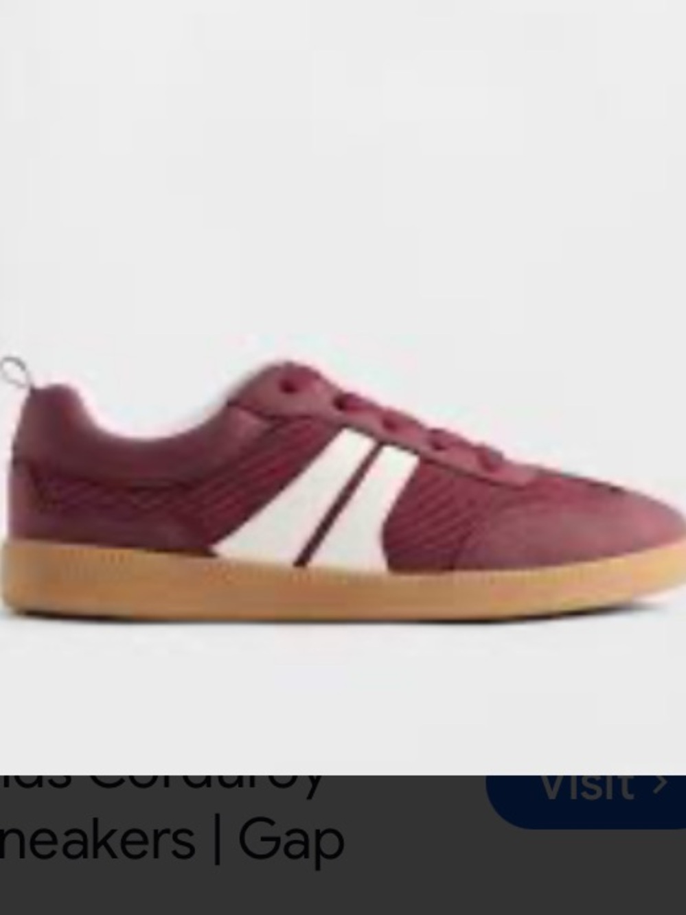 GAP Kids Burgundy Sneakers with White Stripes and Gum Sole